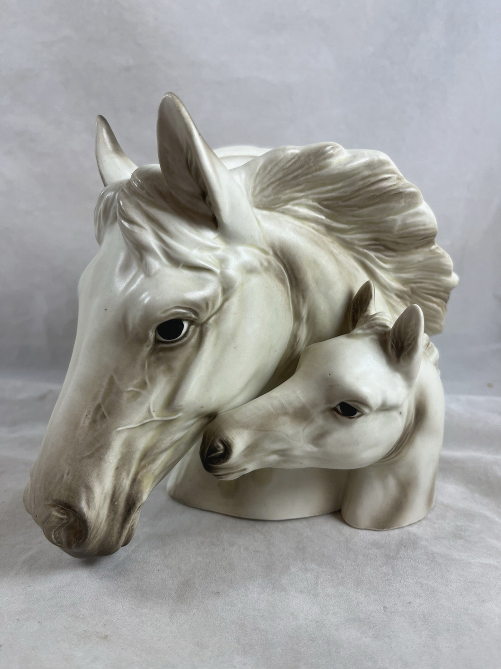 Napcoware Horse Head Planter White Mare and Foal MCM Japan #9625 Vintage 1960s